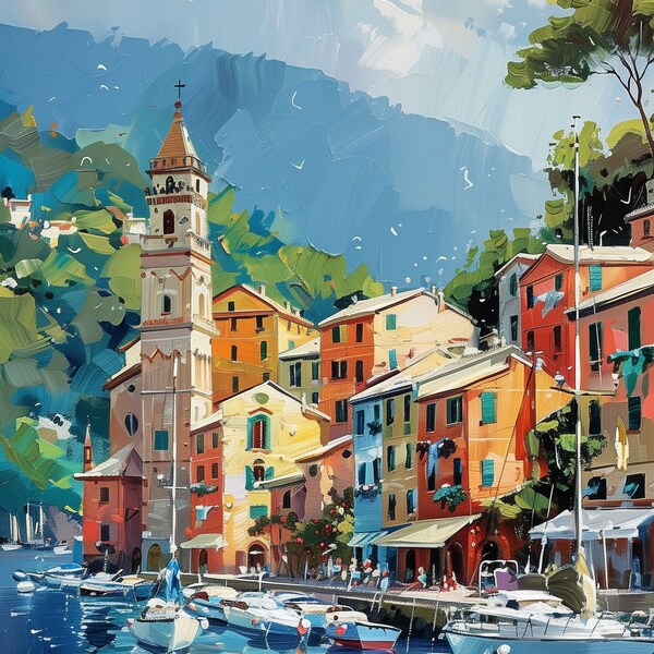 A High Quality PNG Image of Portofino, Italy | Printable Wall Art | Instant Digital Download | Commercial Use