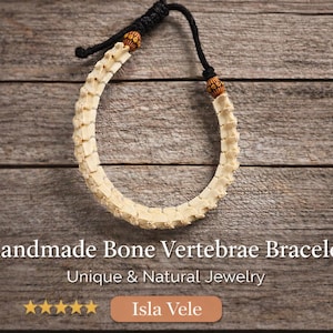 Snake Vertebrae Bracelet – Real Snake Bone Jewelry, Tribal Protection Bracelet, Adjustable Unisex Oddities Gift