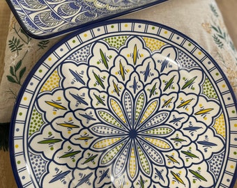 Set di due piatti tradizionali marocchini, piatto chic, piatto in ceramica