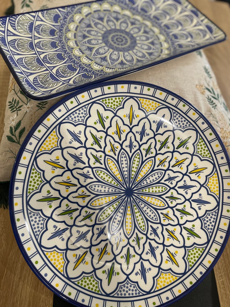 Ensemble de deux Assiettes traditionnelle marocaine, assiette chic, ceramique assiette image 1