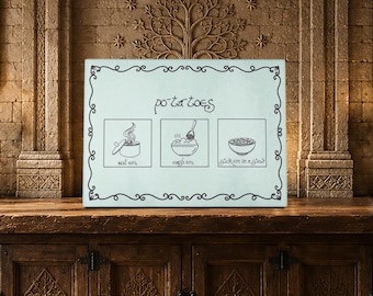 Halfling House Glazen Snijplank | Aardappelgravure | Grappige Keukendecoratie