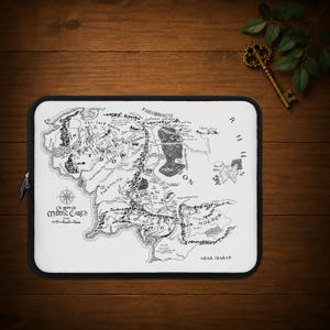 Middle Earth Inspired Map Laptop Sleeve | LOTR Computer Case | Tolkien Fan Gift