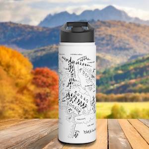 Ancient Journey Map Water Bottle | Fellowship-Inspired Realm Cartography | Epic Fantasy Water Flask