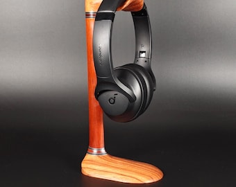 Handmade Rosewood & Walnut Headphone Stand: Audiophile Gift