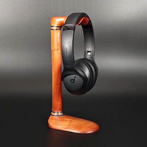 Handmade Exotic Hardwood Headphone Stand: Elegant Audiophile Gift