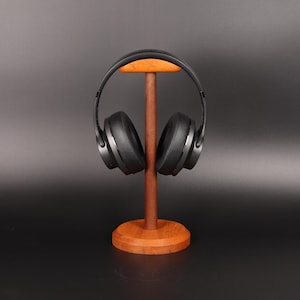 Headphone Stand-Handmade crafted fromYellowheart, Black Walnut wood
