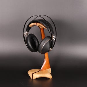 Handmade Exotic Wood Headphone Stand: Yellowheart, Walnut & Maple