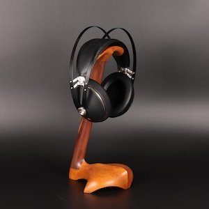 Handmade Yellowheart & Black Walnut Headphone Stand: Audiophile Gift