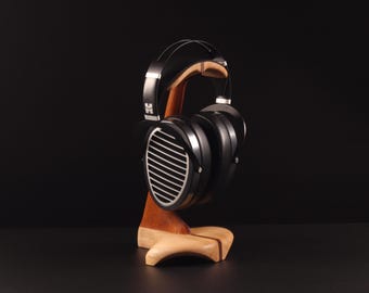Handmade Sculptural Headphone Stand, Italian Spruce Bilinga Wood, Audiophile Desk Accessory