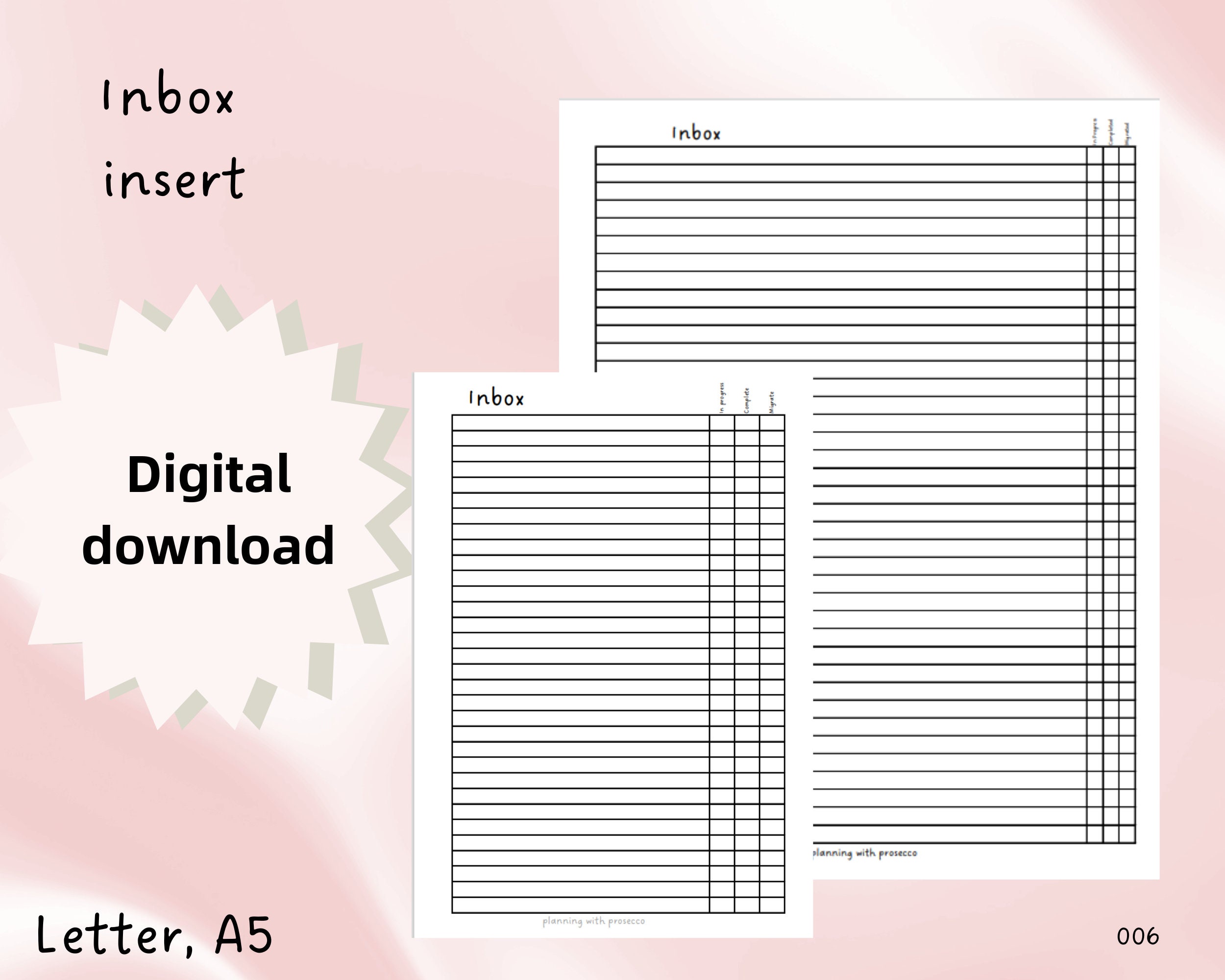Inbox Planner Insert | Lined Printable to Do List for a Catch All Task ...