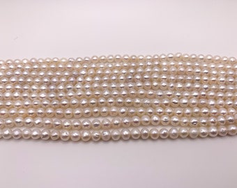 Freshwater Pearls, White Akoya pearls 5.5-6mm 1 strand