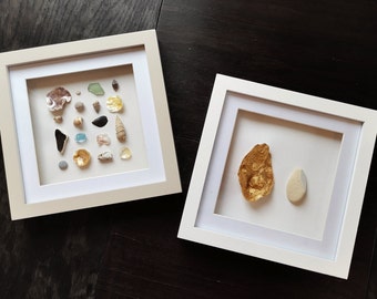 Diverse Muschelbilder im Objektrahmen | Strand Meer Kunst | Treibholz Strandglas Austern | Muttertag Strandhaus Deko Geschenkidee