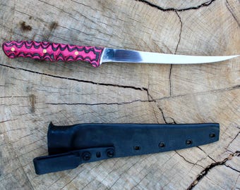 Handmade Stainless Steel Fillet Knife: Dymalux Handle, Full Tang