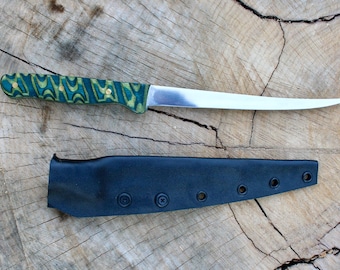 Handmade Stainless Steel Fillet Knife: Dymalux Handle, Full Tang