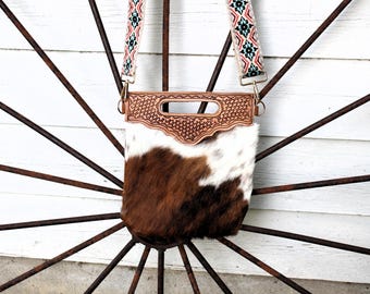 Cowhide Two Sided Crossbody Western Purse