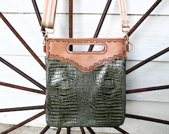 Alligator Two Sided Crossbody Bag