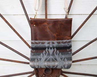 Bison Tobacco Pull-up Purse, Leather Purse, Pendleton Pocket