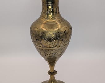 金属製9インチ両面花瓶 - インド製 - 手描き - シルバートーン - (NBPE