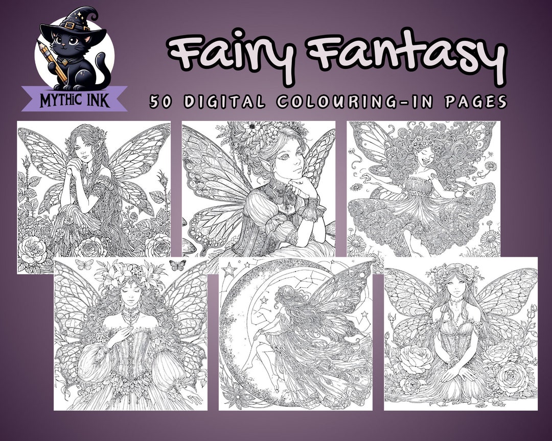 Fairy Fantasy Coloring Book for Adults: 50 Enchanting Digital Coloring ...