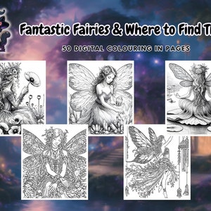 Fantastic Fairies Adult Digital Coloring Book: 50 Pages | Digital & Printable | Instant PDF Download | iPad Coloring Book