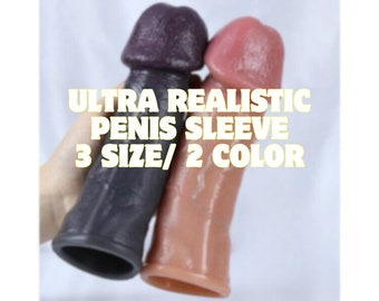 Ultra Realistic Skinlike Penis Sleve Big Glans Penis Extensor Silicone Fantasy Sex Toy