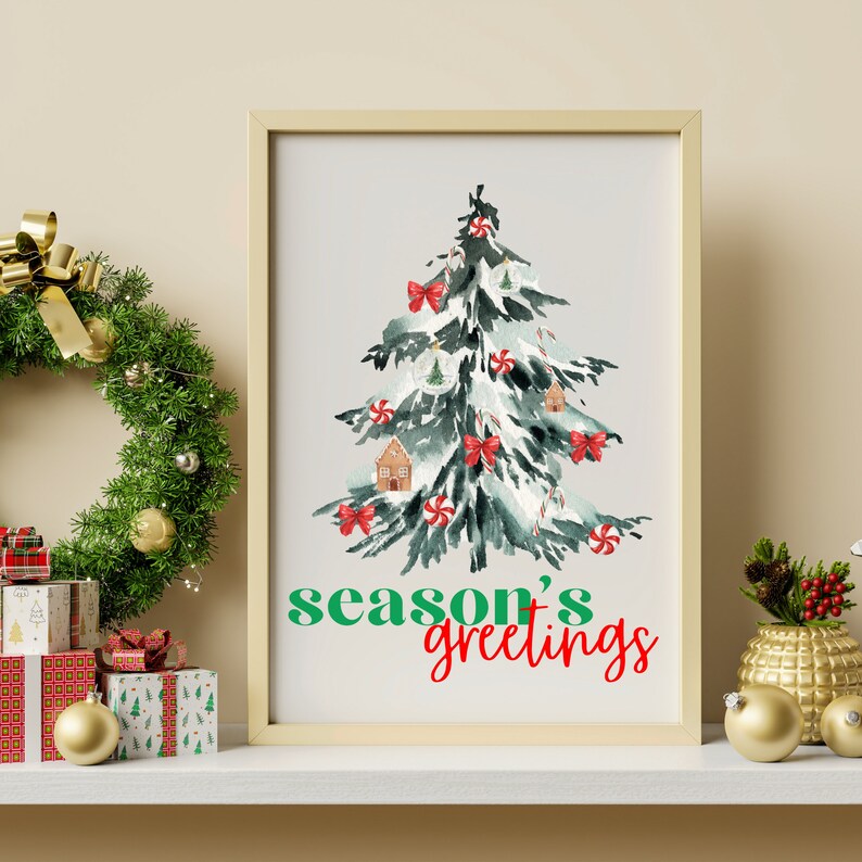 Season's Greetings Wall Art Printable Decor Digital - Etsy