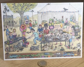 Rude Apple Boobing Card, Village Fete Design