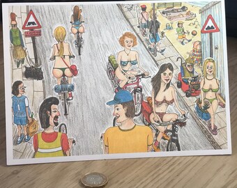 Saucy Bike Ride Card: Rude Road Sign Art by Steve Royce Griffin