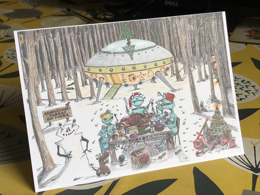 Alien Christmas Card: Rendlesham Forest UFO Art - Etsy