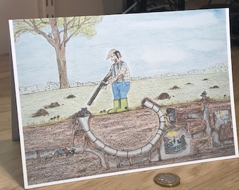 Moles Revenge Card - A5 Mole Catcher Art Card