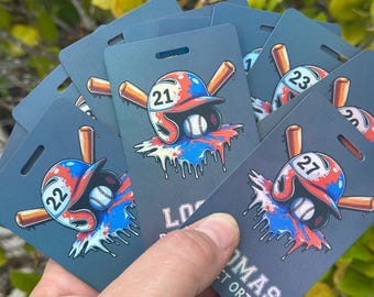 Personalized Baseball Bag Tag: Drippy Design, Custom Name