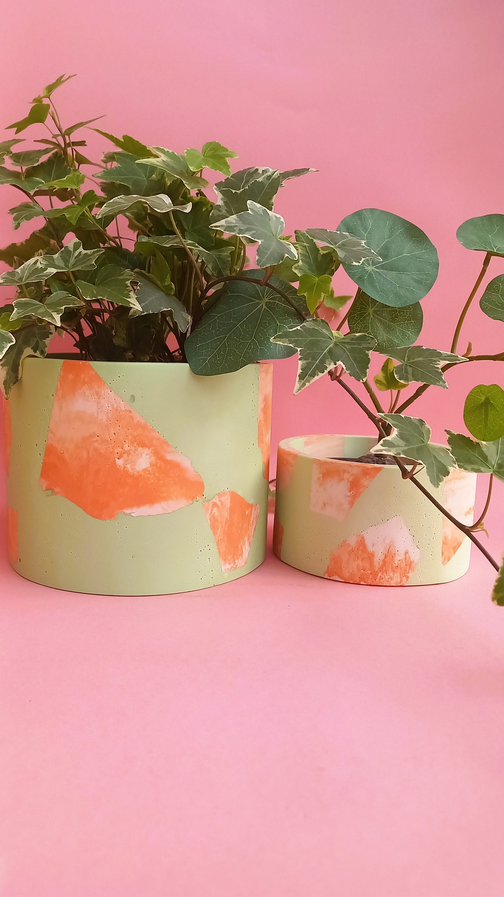 テラゾー植木鉢カバー / ライトグリーンテラゾー植木鉢 - Etsy 日本