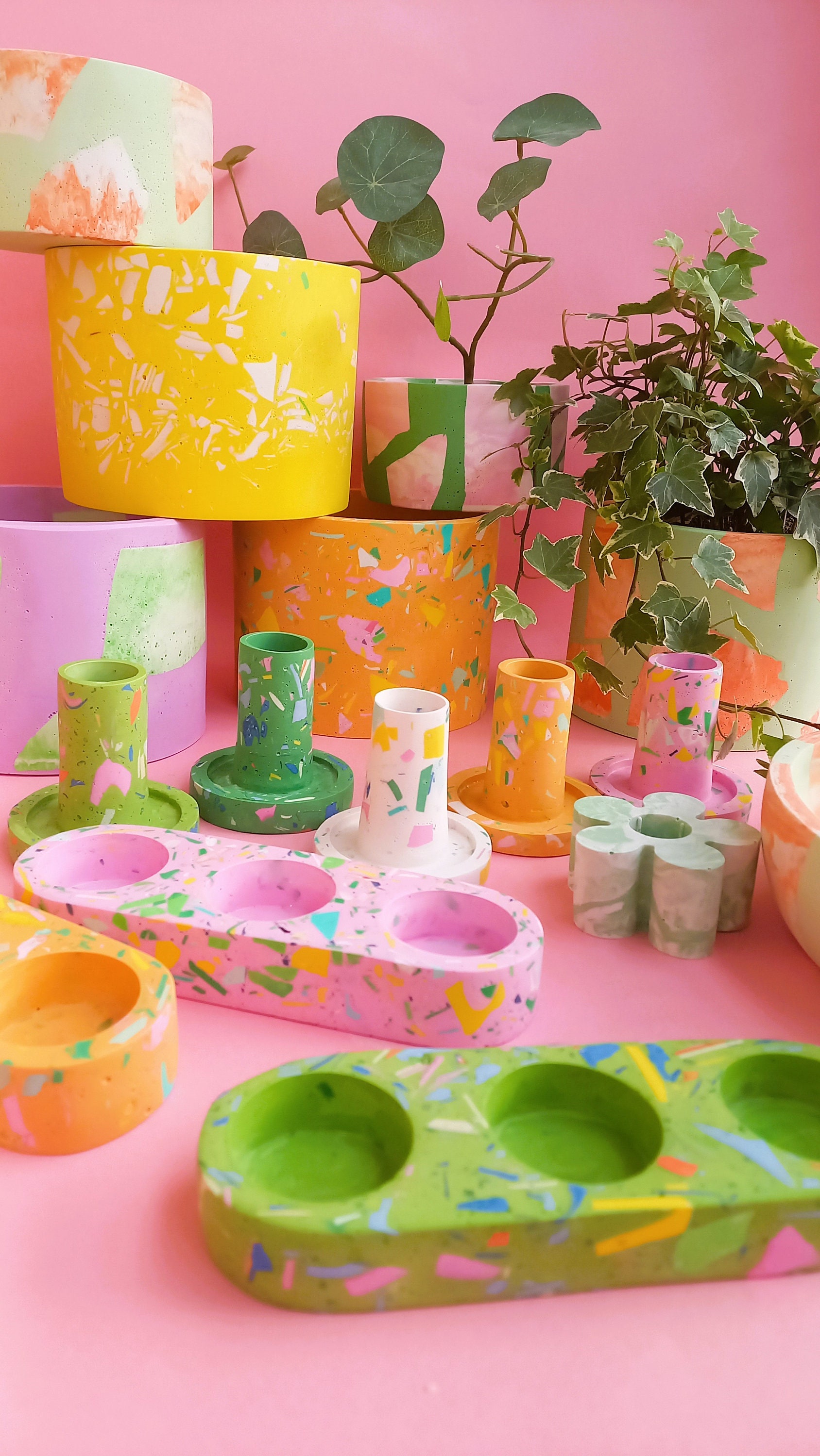 テラゾー植木鉢カバー / ライトグリーンテラゾー植木鉢 - Etsy 日本