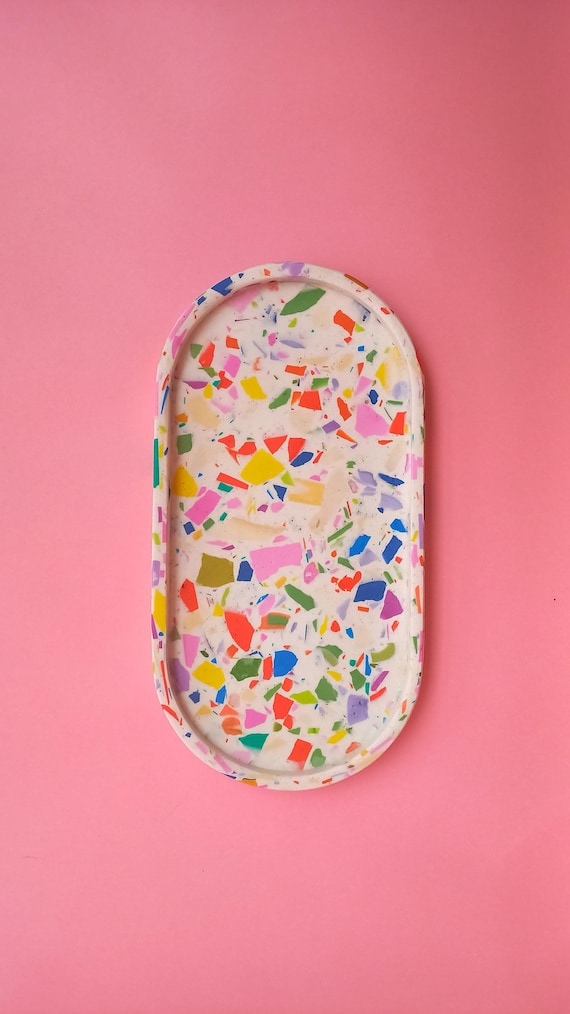 Oval Terrazzo Tray / Stand for Jewelry, Accessories, Soap