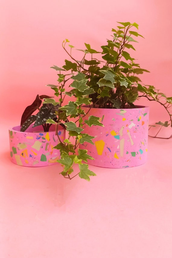 テラゾー植木鉢カバー / ピンクのテラゾー植木鉢 - Etsy 日本
