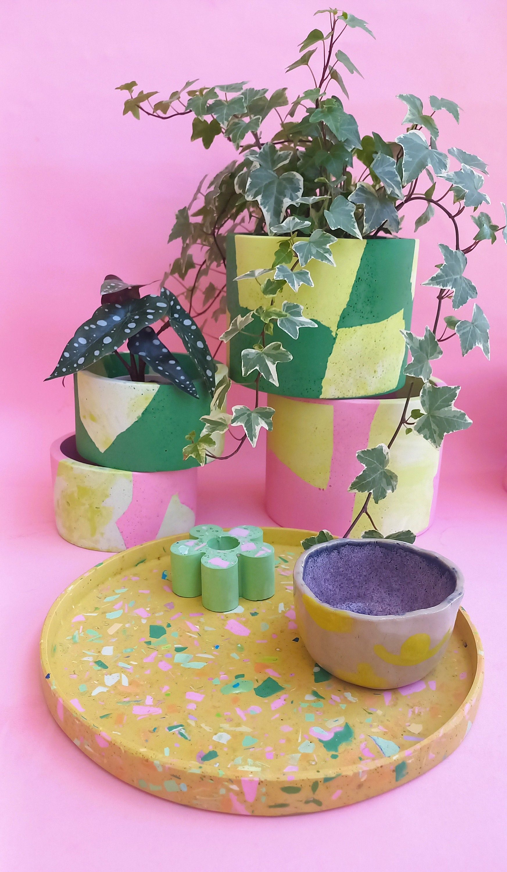 テラゾー植木鉢カバー / ピンクのテラゾー植木鉢 - Etsy 日本