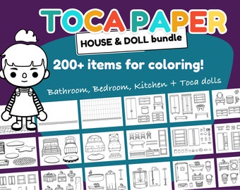 Toca Boca Print Bundle, Bedroom, Bathroom, Kitchen & Doll Set 200 Items ...