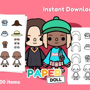 Paper doll Toca Boca | 100+ items ready for print | girls activity | toca life world printable