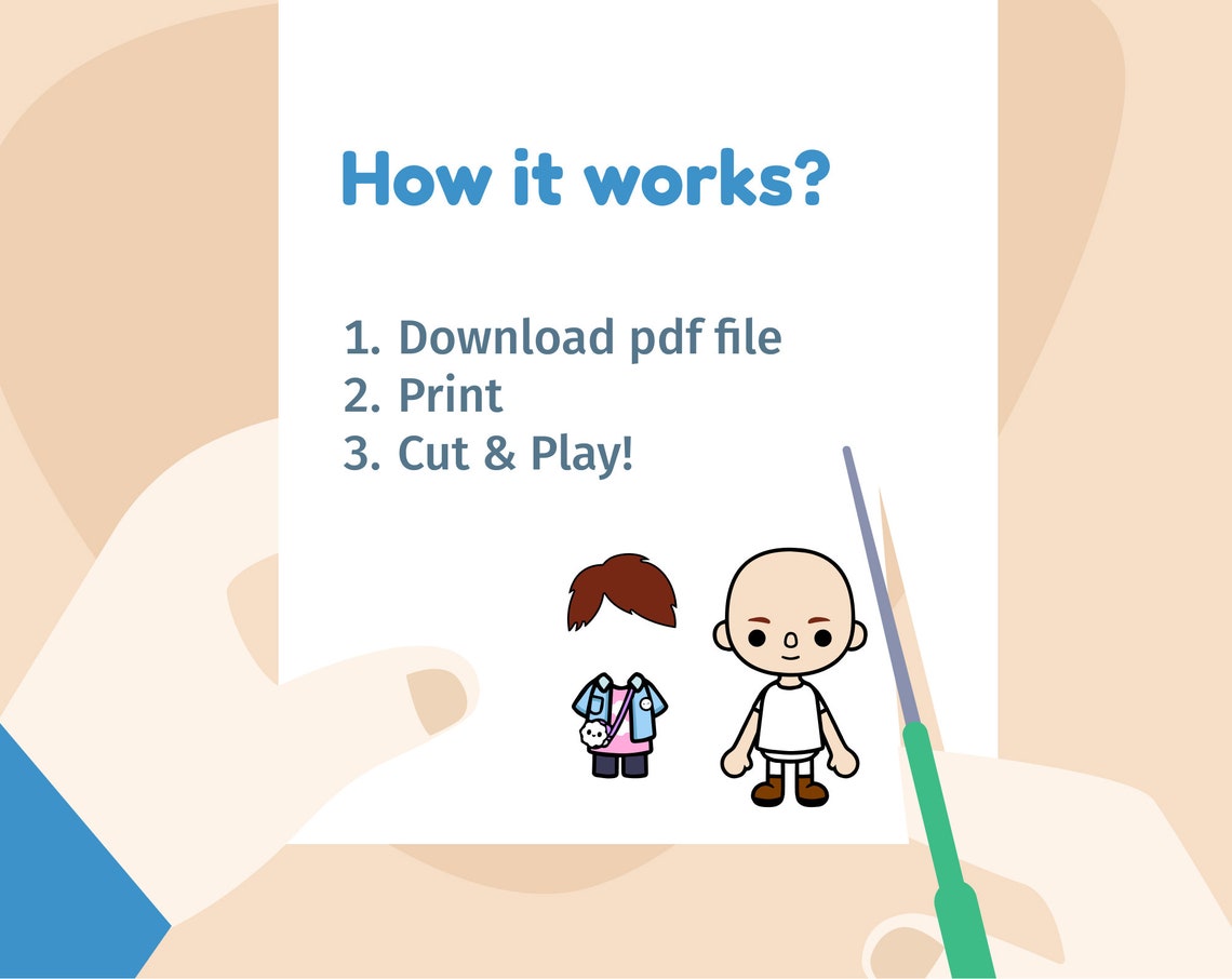 Toca Boca Paper House - Bathroom Set + Paperdoll, 100 Items for Print ...