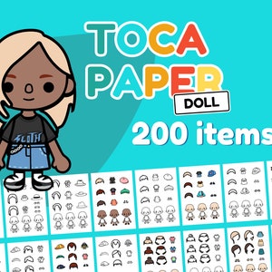 Toca Boca life paper doll printable | paper doll coloring | toca boca paper | 200 items | girls activity | toca life world printable