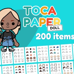 Toca Boca life paper doll printable | paper doll coloring | toca boca paper | 200 items | girls activity | toca life world printable