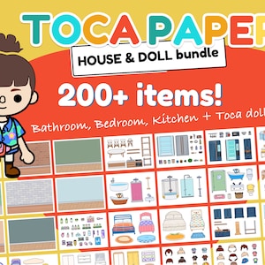 Toca boca print bundle, bedroom, bathroom, kitchen & doll set 200 items ready for print girls activity toca life world printable image 1