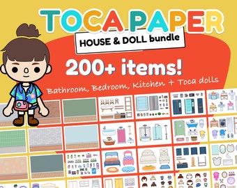 Toca boca printbundel, slaapkamer, badkamer, keuken & poppenset | 200+ items klaar om te printen | meisjesactiviteit | toca levenswereld afdrukbaar