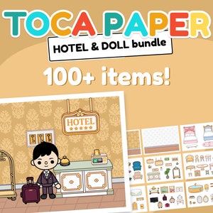 Toca boca paper hotel set printable | toca boca paper doll | 100 items | girls activity | toca life world printable