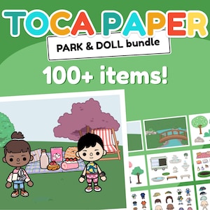Toca boca print bundle, park and picknick set | 100 items ready for print | girls activity | toca life world printable