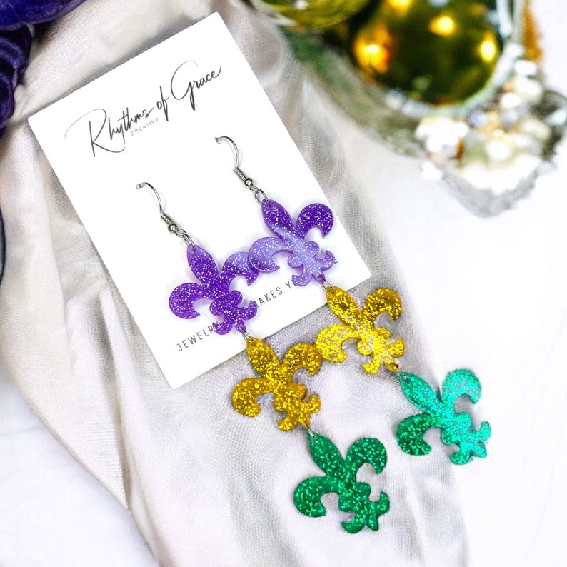 mardi gras earrings studs