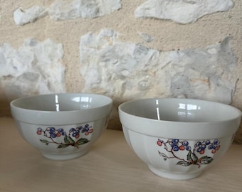 Dos tazones vintage franceses de café con leche