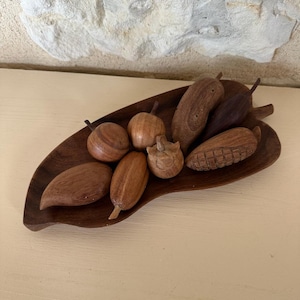 Vintage Wooden Fruit & Fruit Bowl