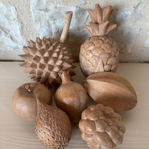 Vintage Hand Carved Wooden Fruit