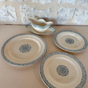 Terre de Fer Sauciere, Serving Plate and Two Plates